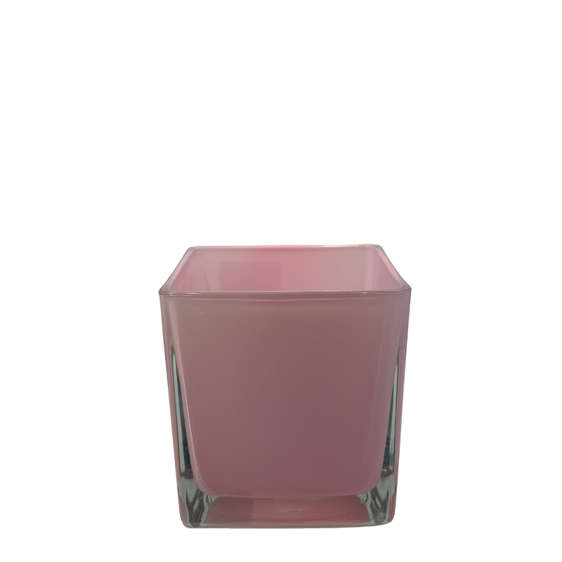 Pink Square Glass Vase