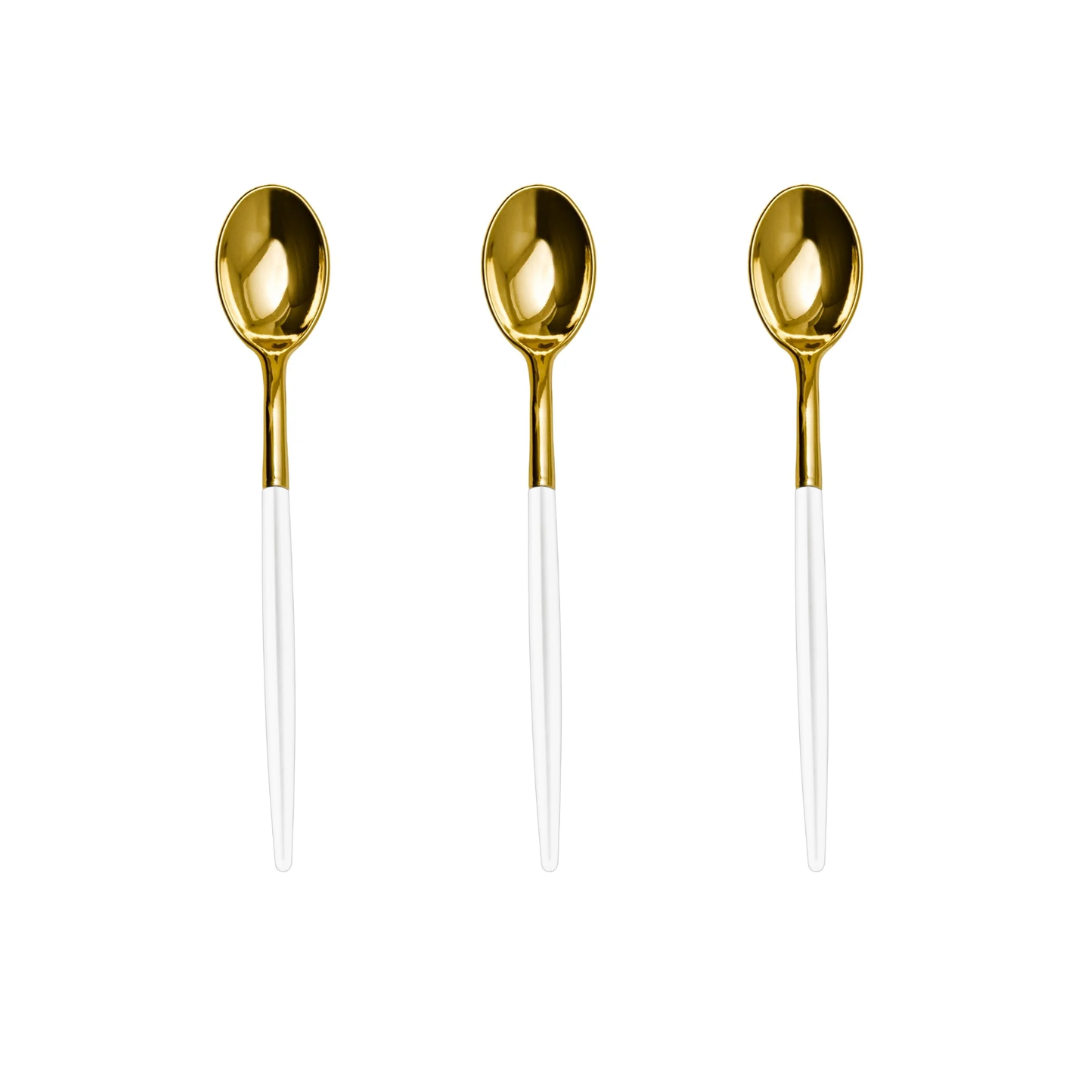 Set of 20 Trendy White and Gold Spoons
