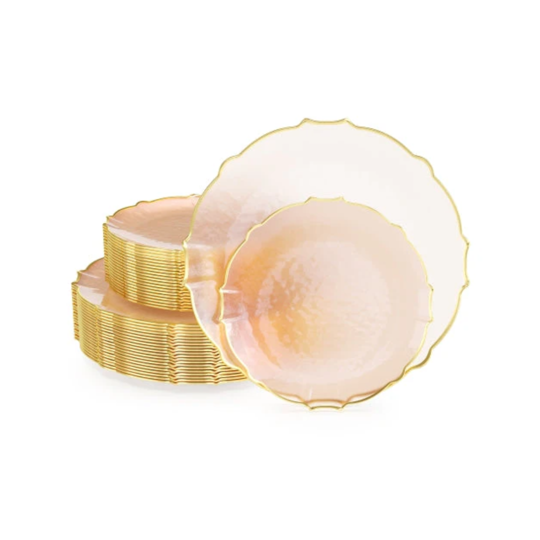 10 Guests Rose Gold Petal Plate Set