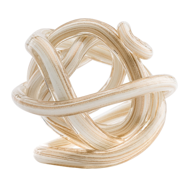 Large White and Gold Glass Knot