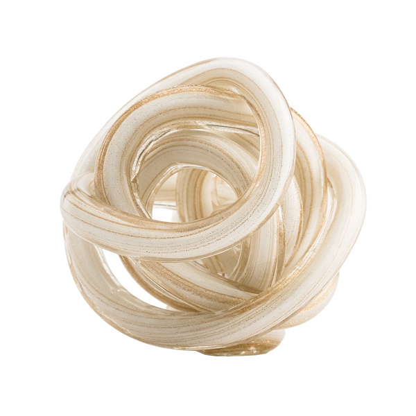 Small White and Gold Glass Knot
