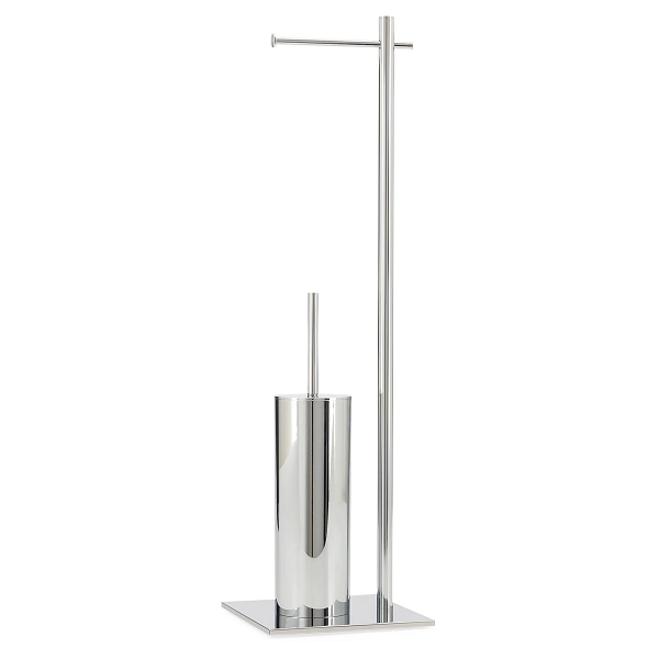 Porte-papier toilette et brosse chromé sur pied