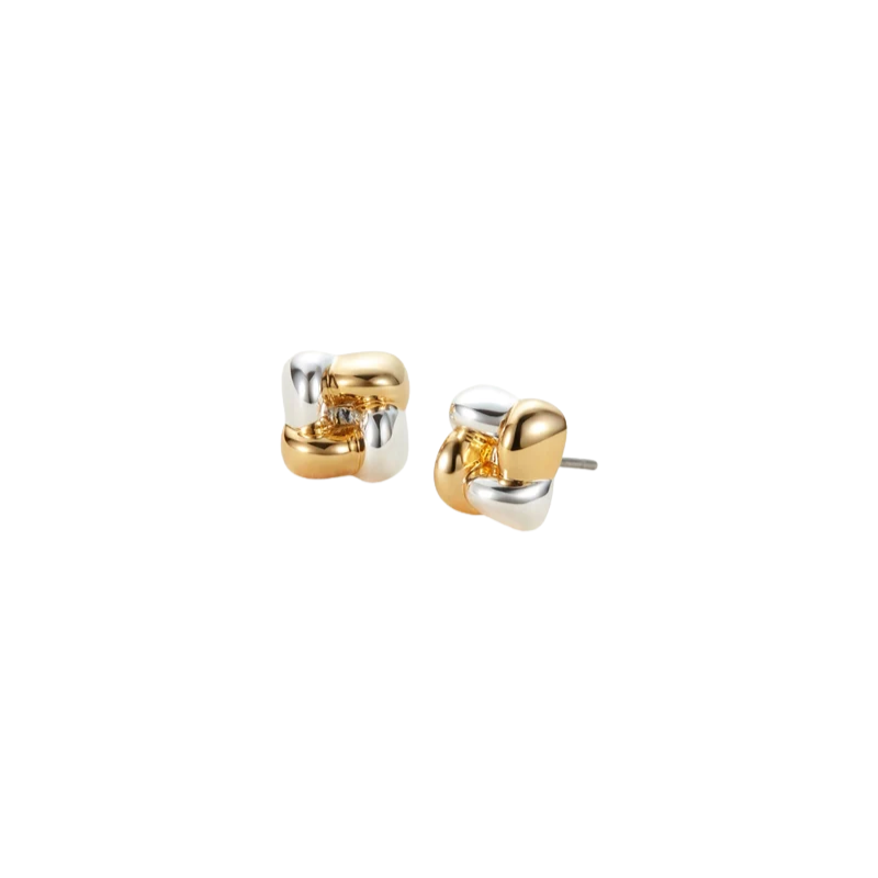 Jenny Bird Mini Two-Tone Woven Square Earrings
