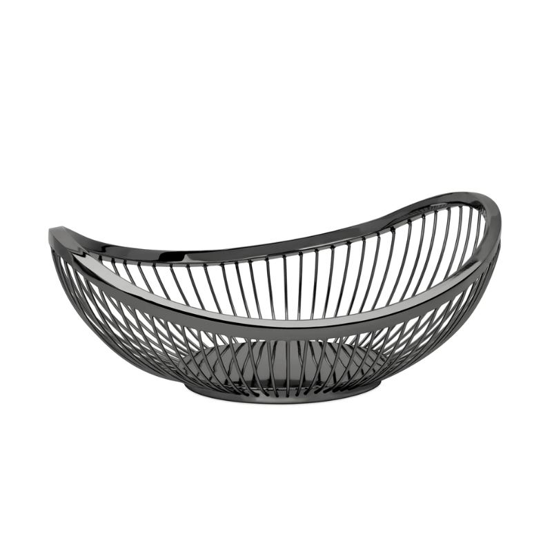 Black Slope Wire Oval Bowl