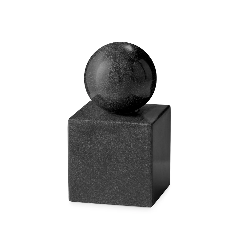 Black Marble Sphere Pillar Bookend