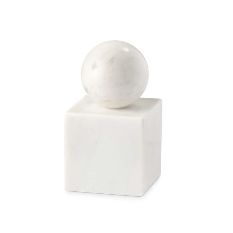 White Marble Sphere Pillar Bookend