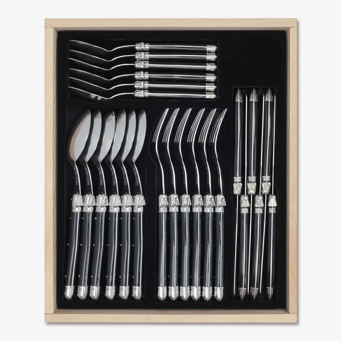 Laguiole by Andre Verdier Black 24 Piece Flatware Set