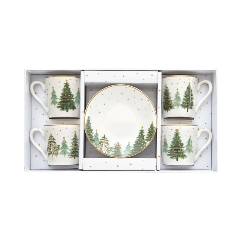 Festive Trees Espresso Cup &amp; Saucer Set