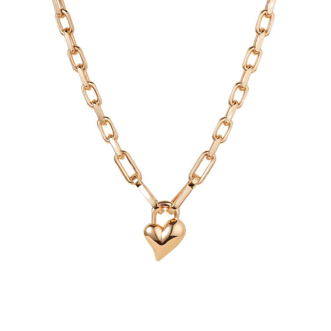 Jenny Bird Gold Padlock Heart Pendant Necklace