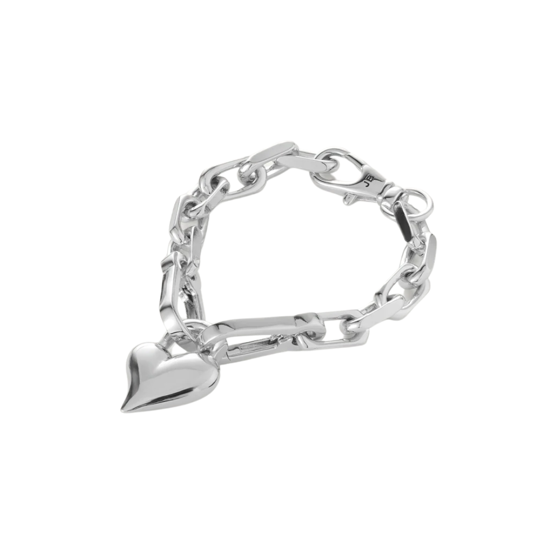 Jenny Bird Silver Padlock Heart Chain Bracelet