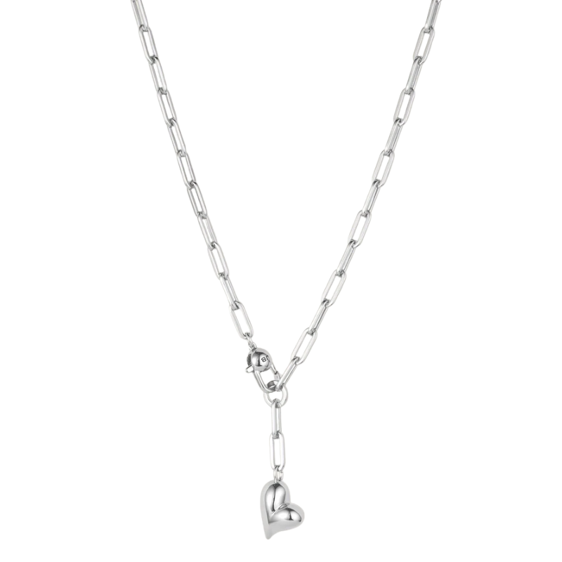 Jenny Bird Silver Puffy Heart Necklace