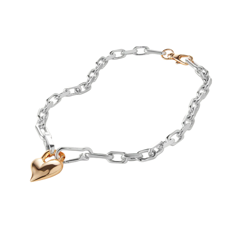 Jenny Bird Two Tone Padlock Heart Necklace