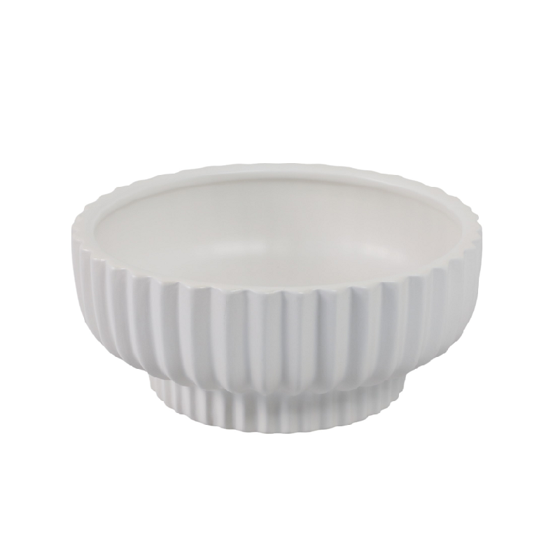 White Ridged Pedestal Bowl