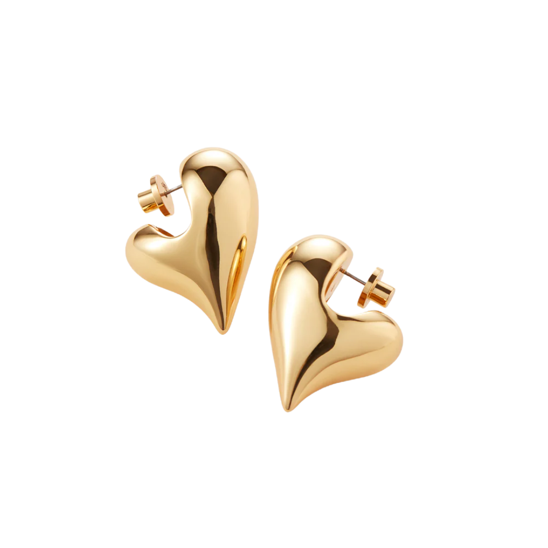 Jenny Bird Gold Art Heart Puff Earrings