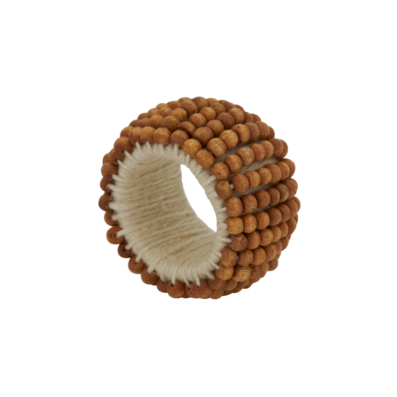 Natural Wooden Bead Napkin Rings Set of 4