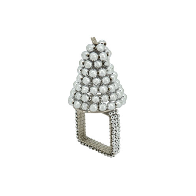 Silver Christmas Tree Napkin Rings Set of 4