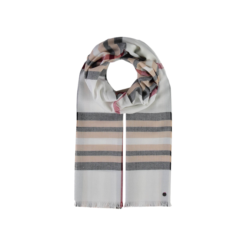 Plaid Design Off White Scarf