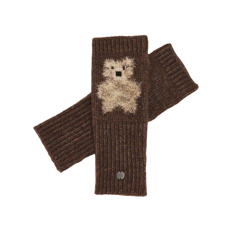 Wrist Warmers With Golden Teddy Bear