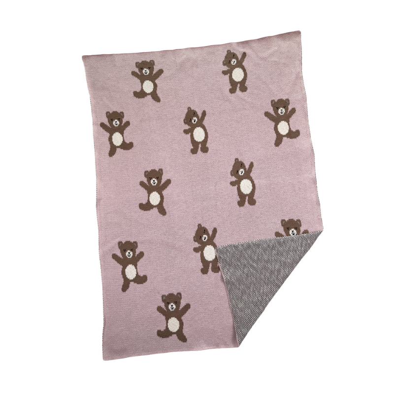 Pink Bears Cotton Baby Blanket