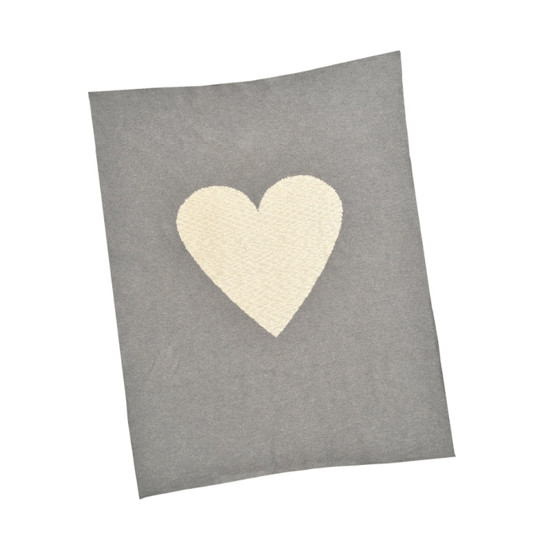 Grey Heart Cotton Baby Blanket