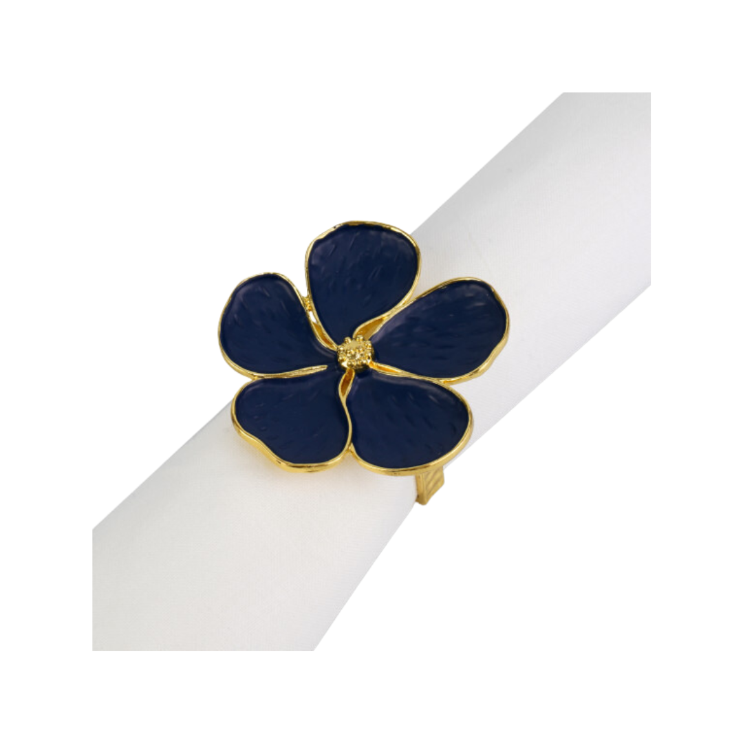 Set of 4 Blue Flower Napkin Rings