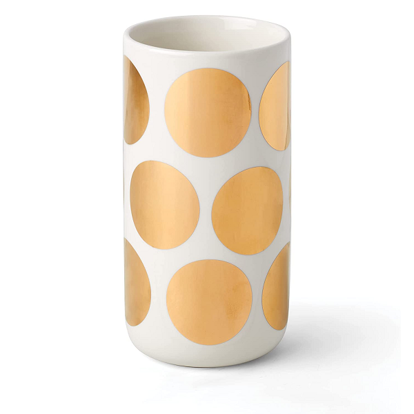 Kate Spade On The Dot Tall Gold Vase