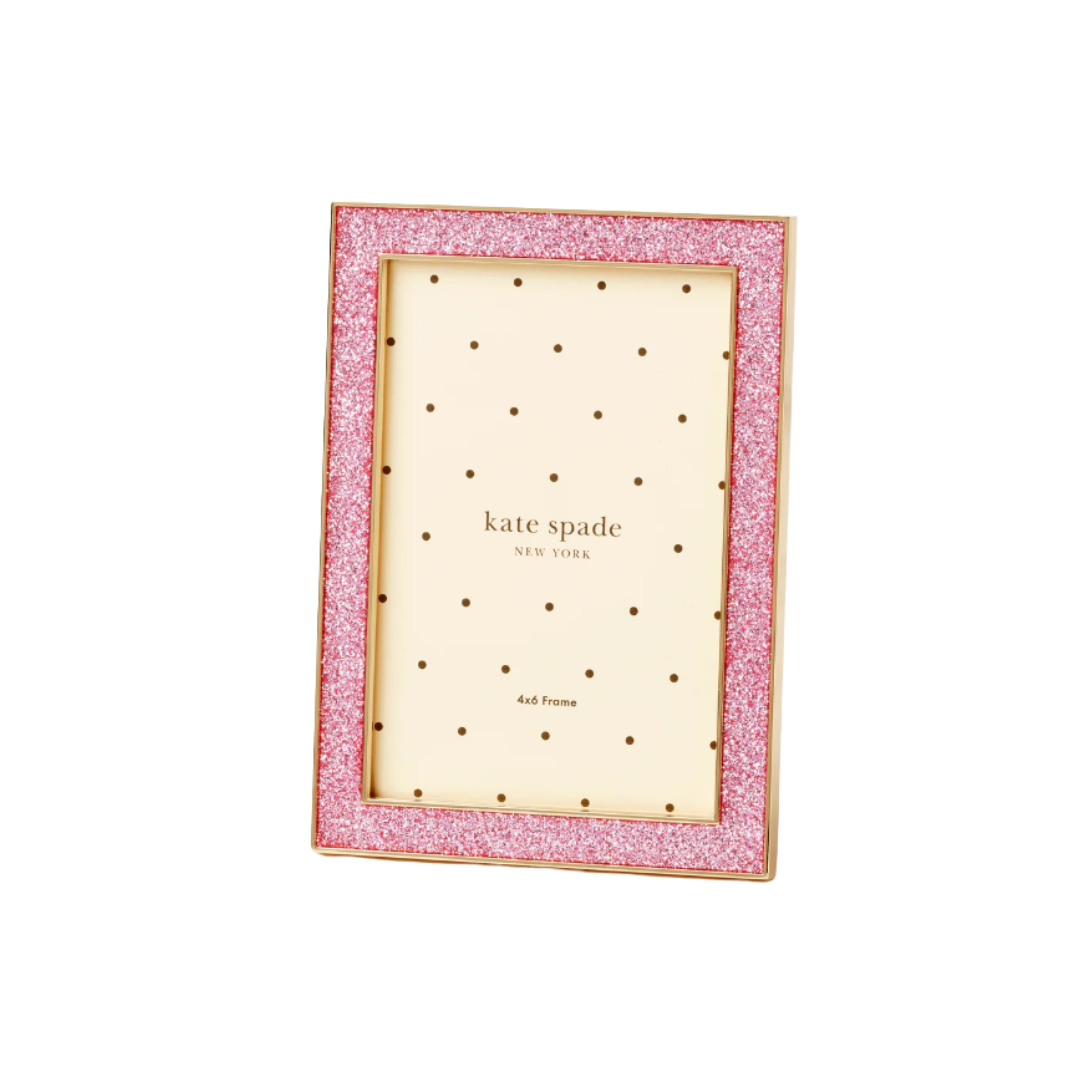 Kate Spade Sitting Pretty Pink Glitter 4x6 Frame