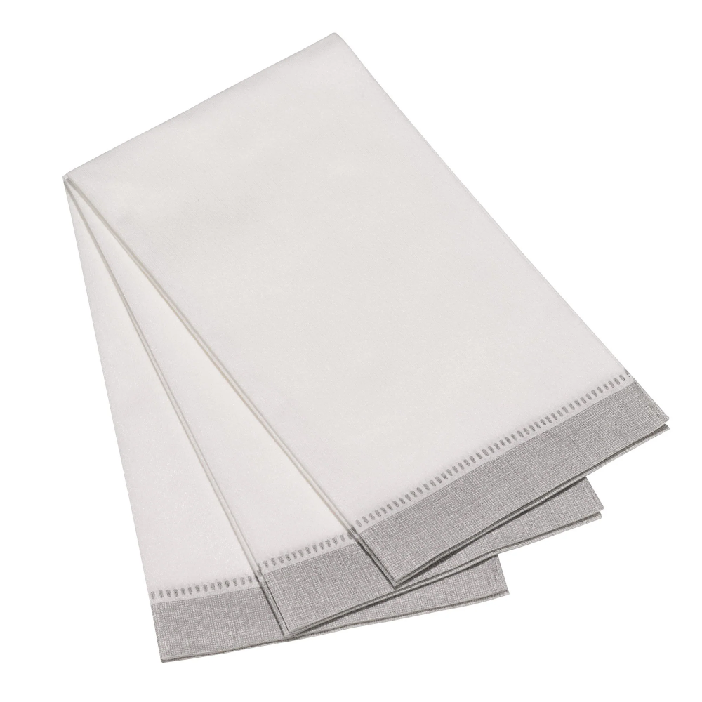 Silver Grey Border 25 Piece Guest Napkins