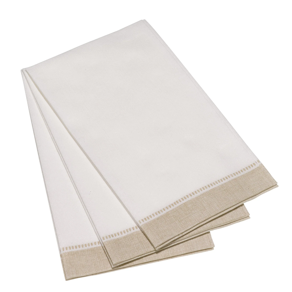 Taupe Border 25 Piece Guest Napkins - Boutique Marie Dumas