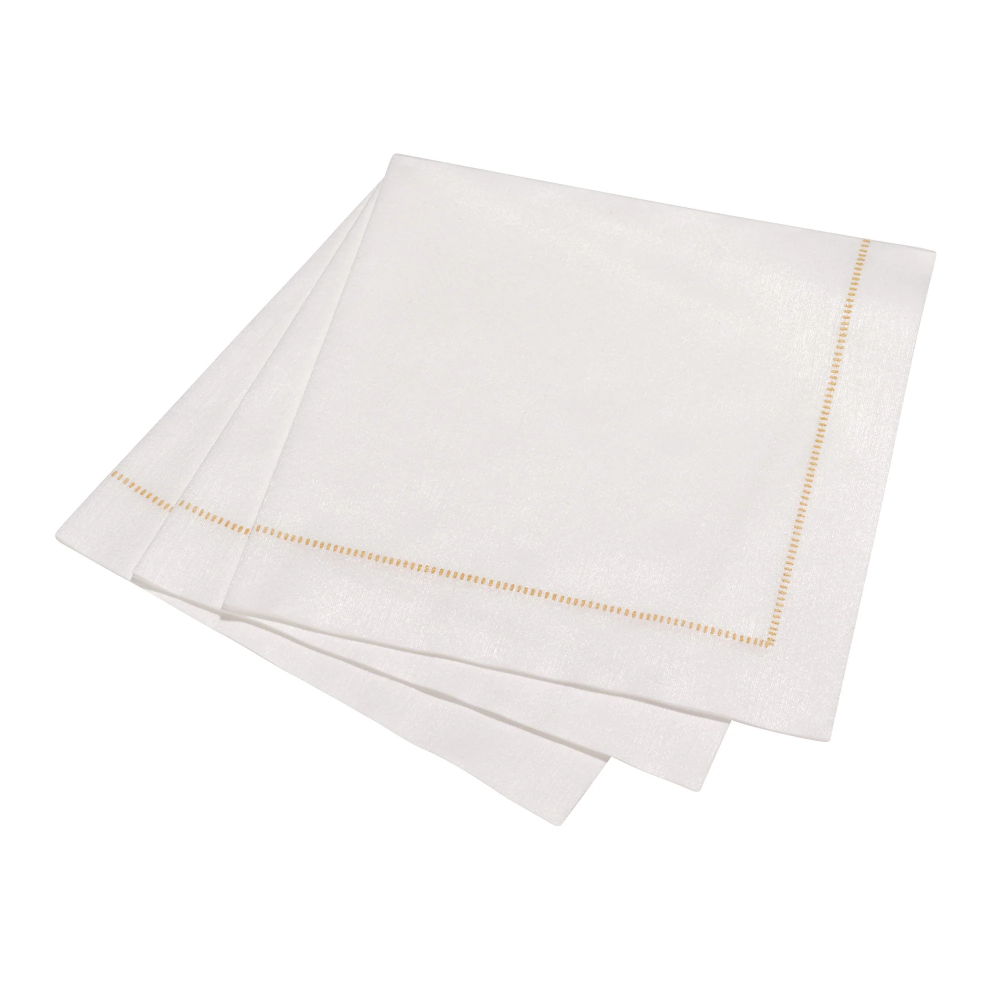 Gold 25 Piece Hemstitch Dinner Napkins