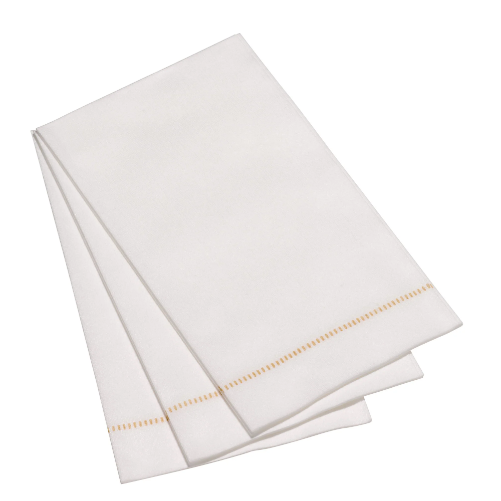Gold 25 Piece Hemstitch Guest Napkins - Boutique Marie Dumas