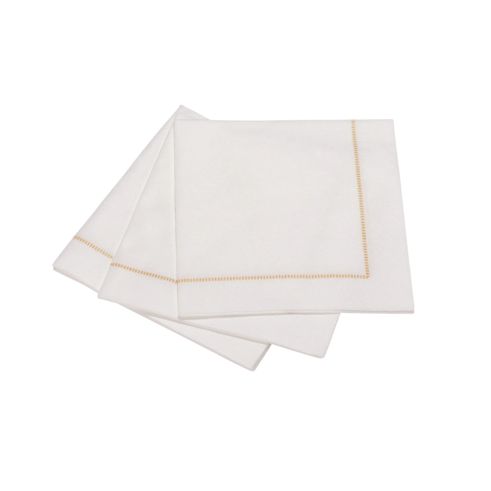 Gold 25 Piece Hemstitch Cocktail Napkins - Boutique Marie Dumas