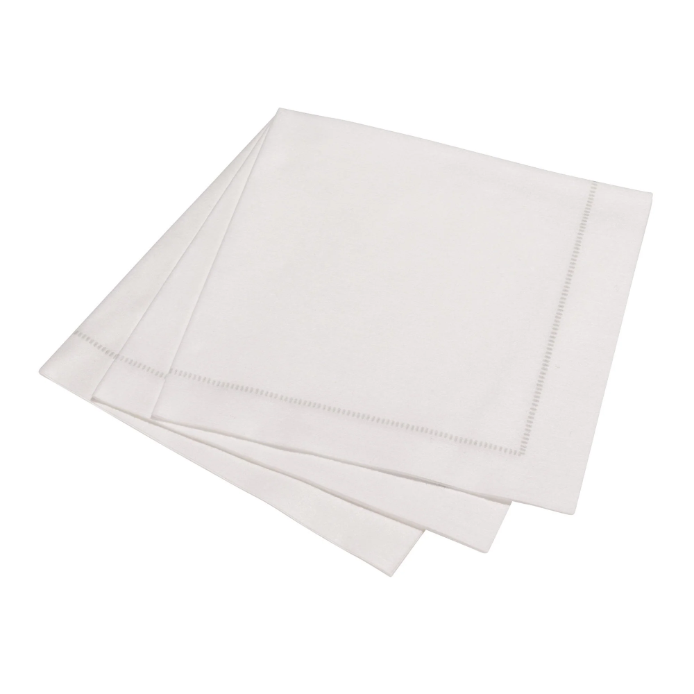 Silver Grey 25 Piece Hemstitch Dinner Napkins