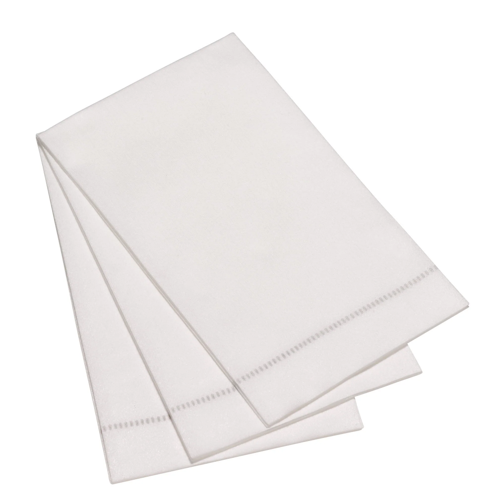 Silver Grey 25 Piece Hemstitch Guest Napkins