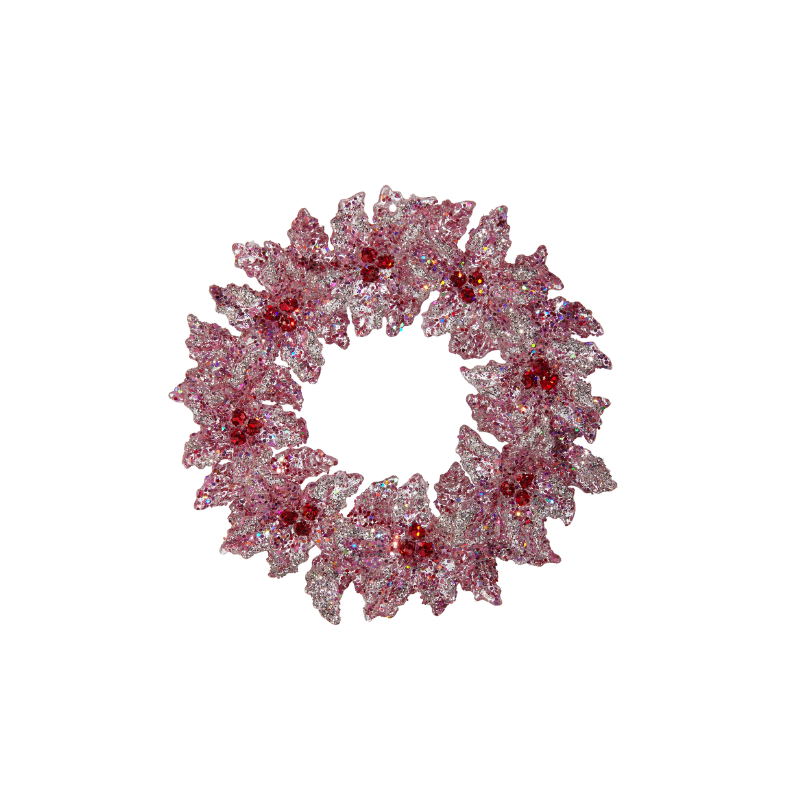Blushing Glittered Wreath Ornament