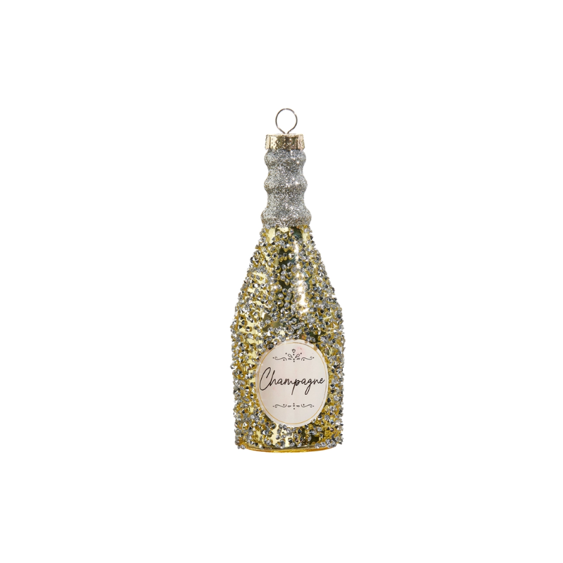 Champagne Bottle Glitter Ornament