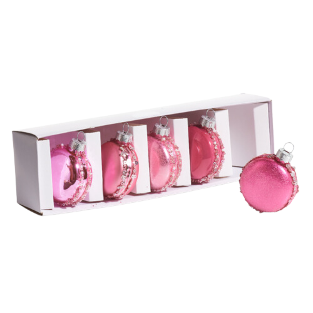 Pink Macaroon Ornaments Set of 5