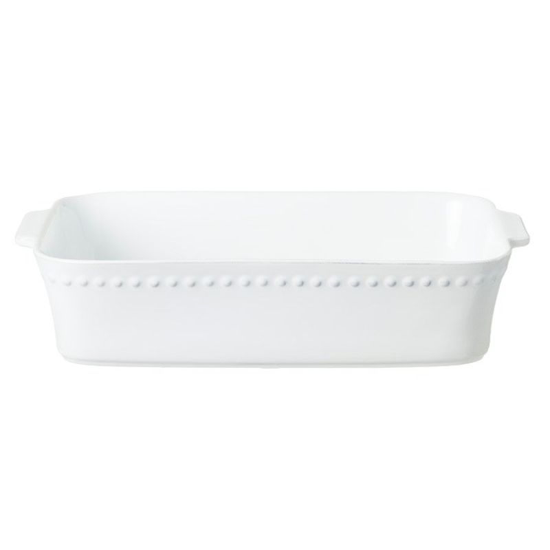 Large Pearl White Rectangular Baker