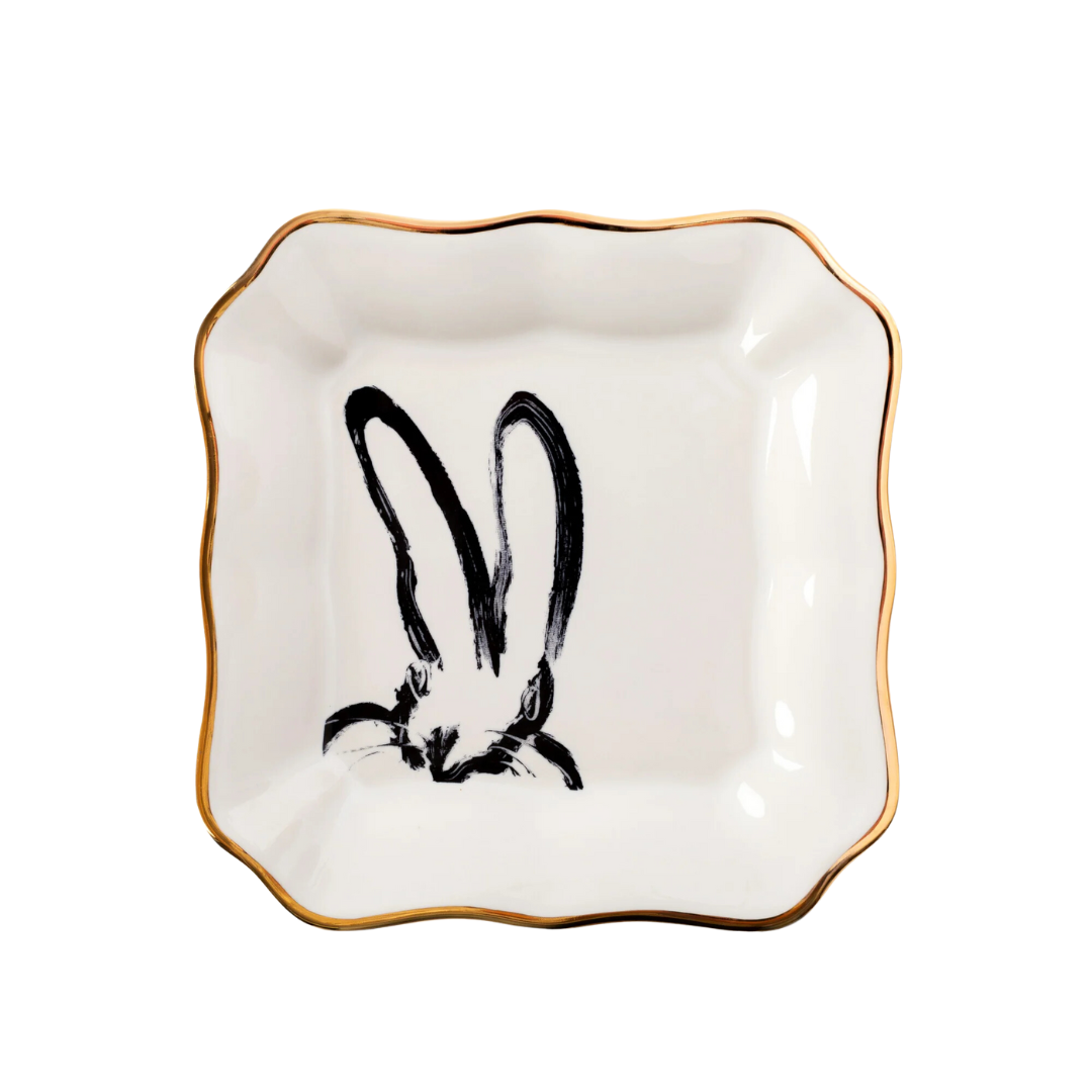 Hunt Slonem White Bunny Portrait Trinket Tray