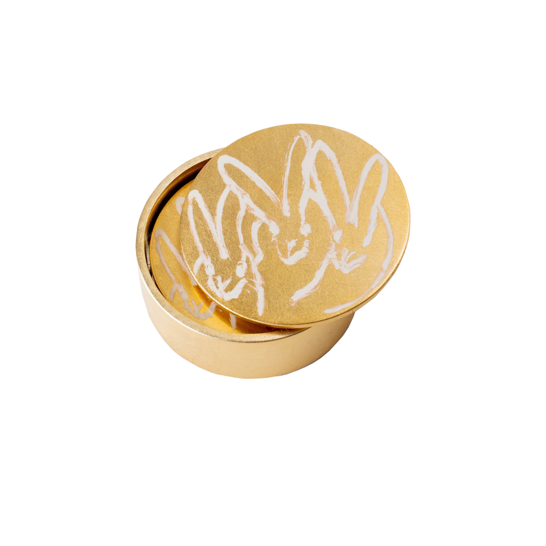 Hunt Slonem Gold Bunny Coasters