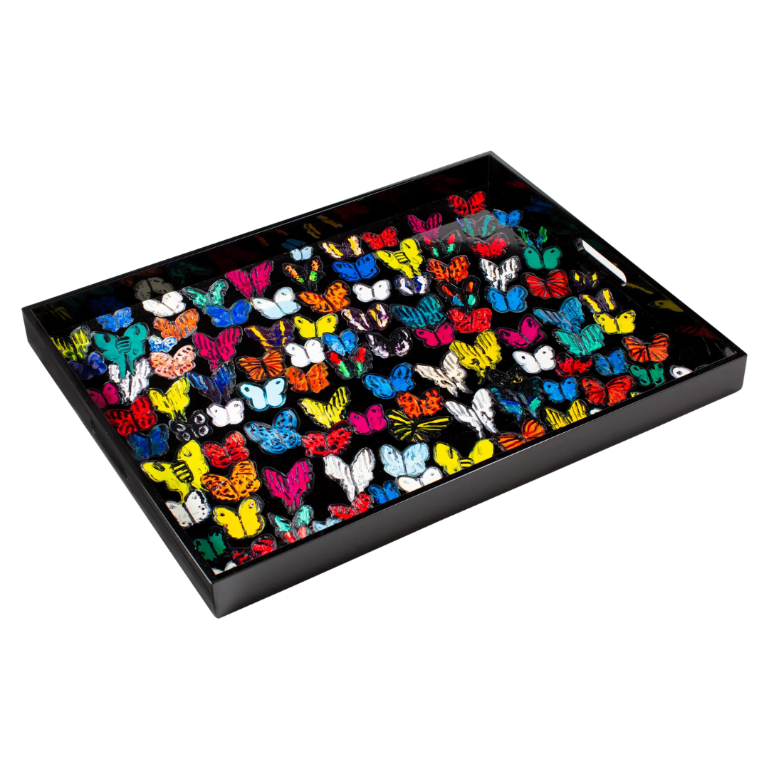 Hunt Slonem Large Butterflies in Flight Tray