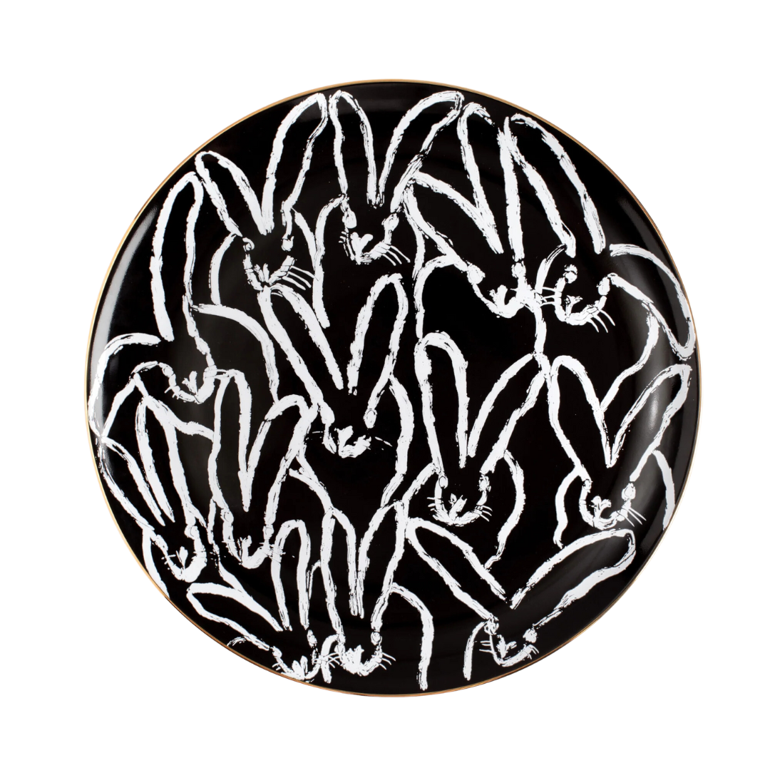 Hunt Slonem Jubilee Black Serving Plate