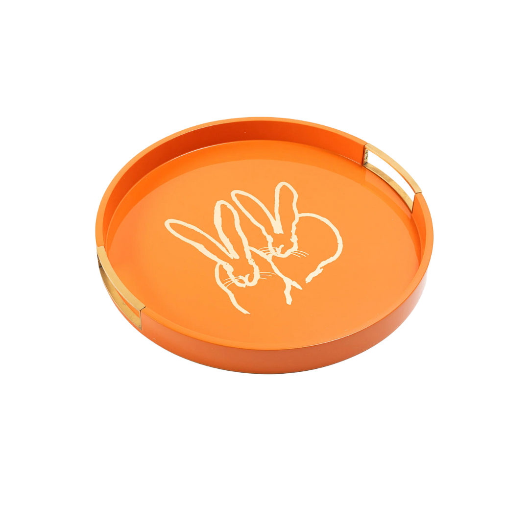 Hunt Slonem Orange Bunny Drinks Tray