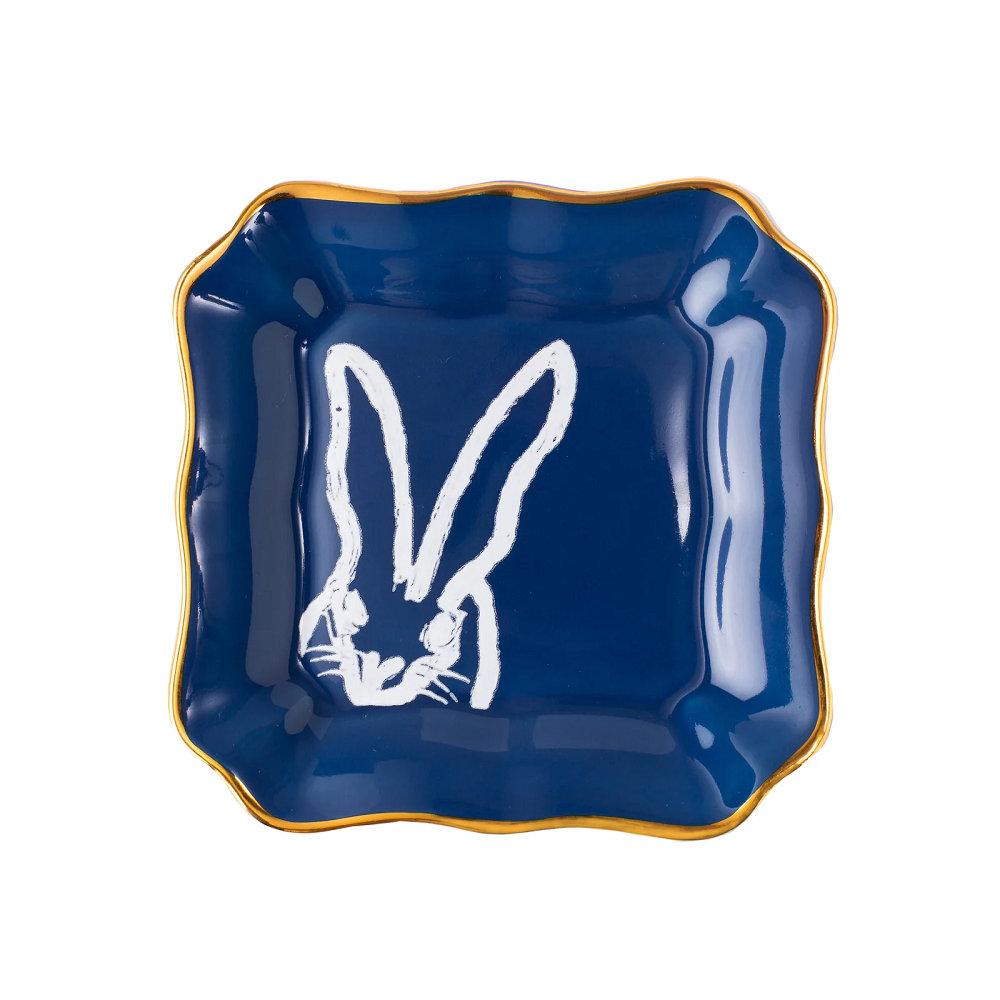 Hunt Slonem Blue Bunny Portrait Trinket Tray