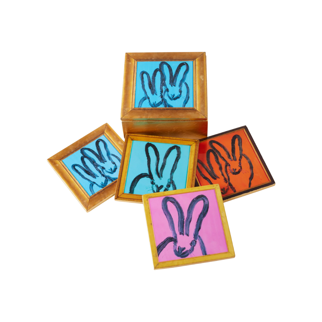 Hunt Slonem Framed Bunnies Coasters
