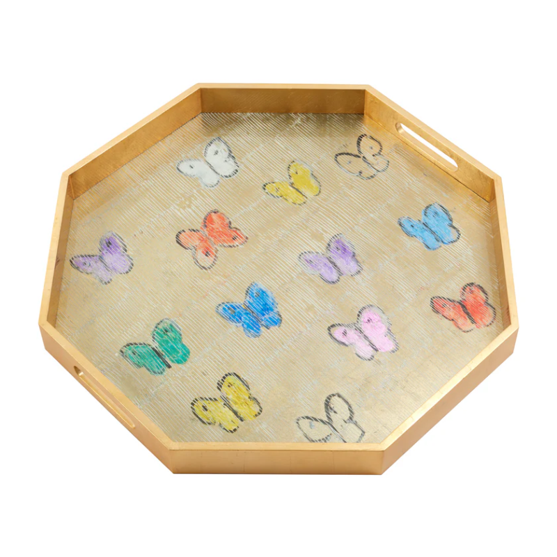 Hunt Slonem Summer Butterflies Octagonal Tray