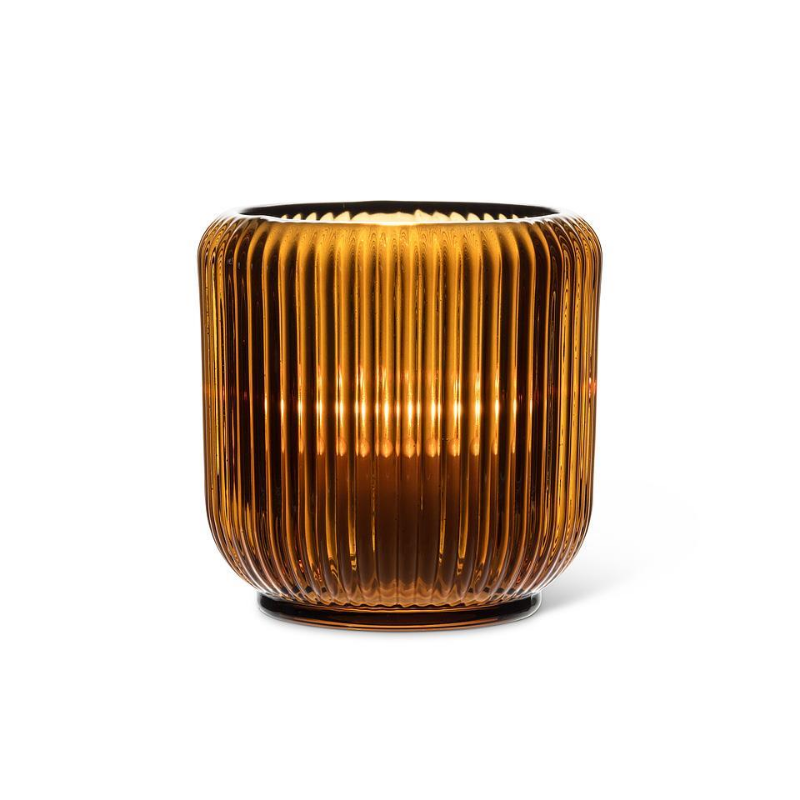 Large Amber Ribbed Votive