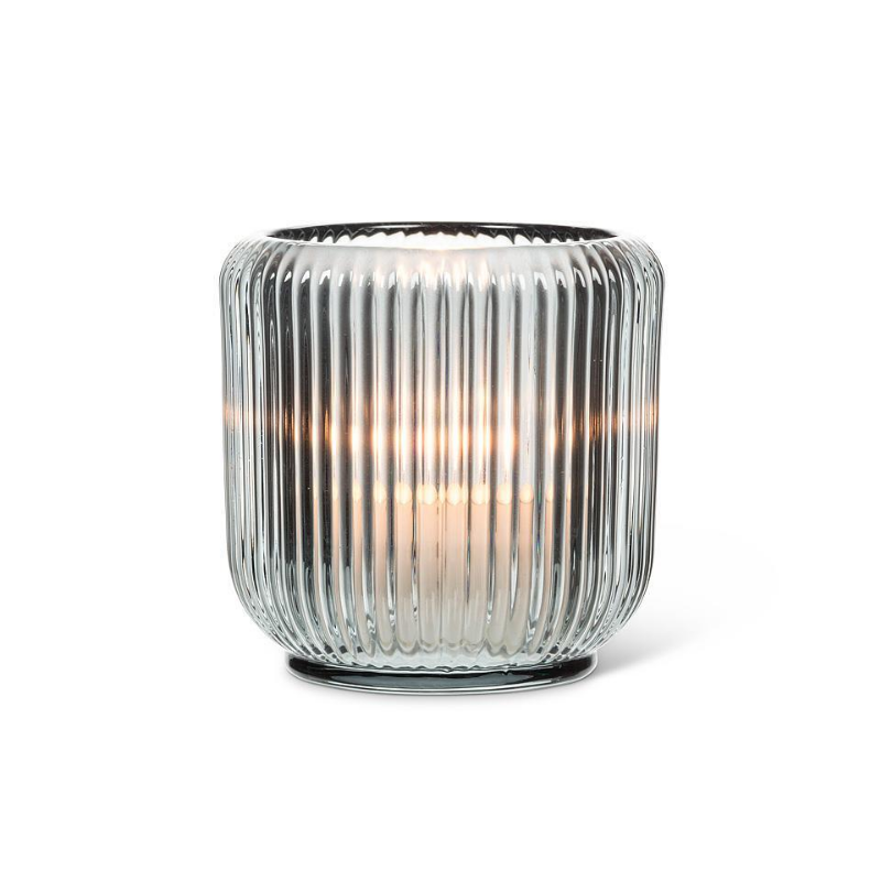 Large Smoke Ribbed Votive