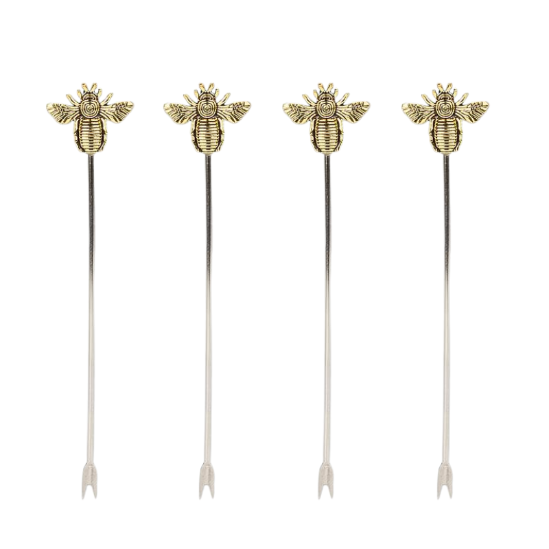 Golden Bee Cocktail Picks Set of 4