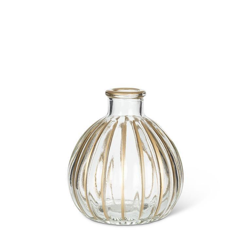 Small Gold Ribbed Bud Vase